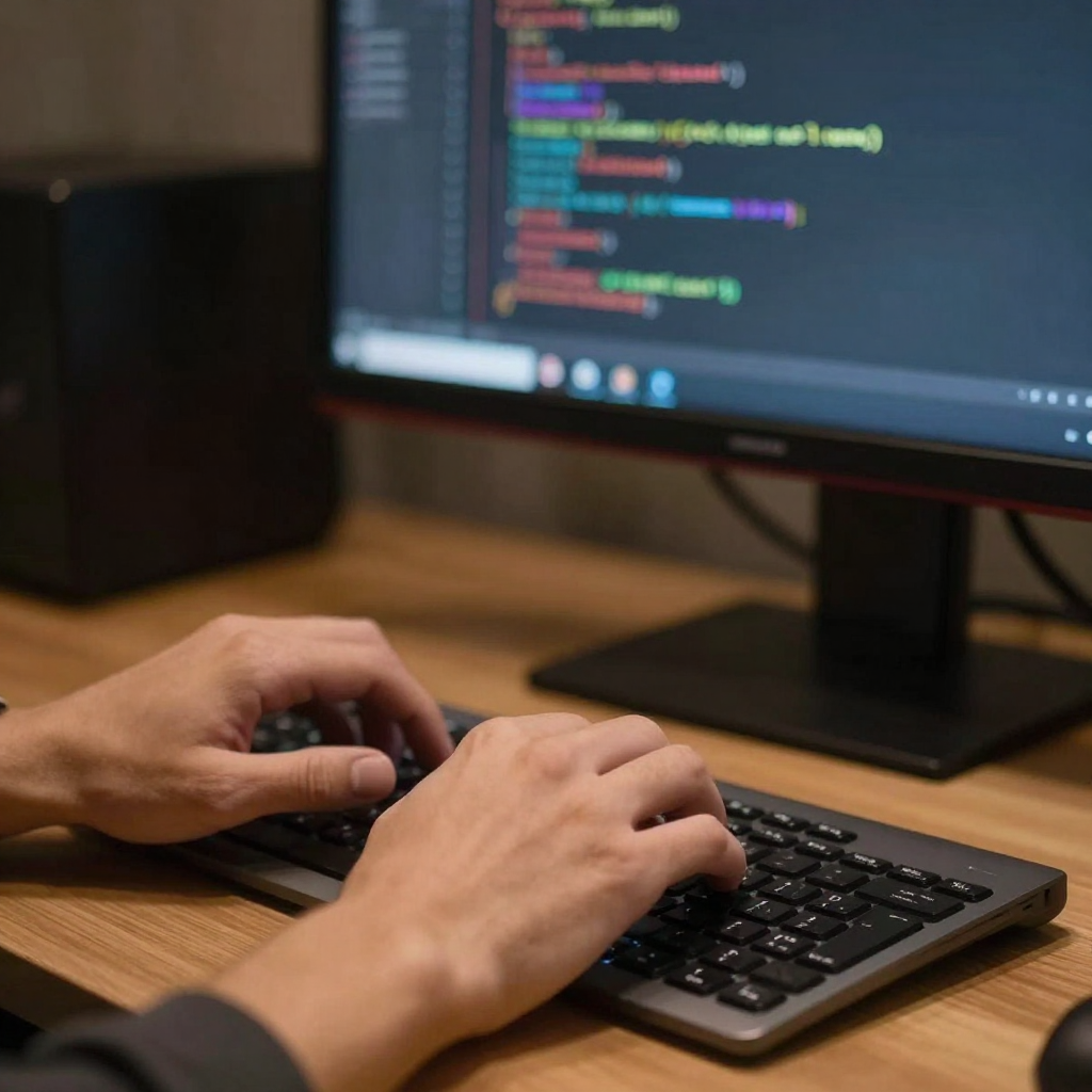 Developer using Copilot to write and explain code on a computer