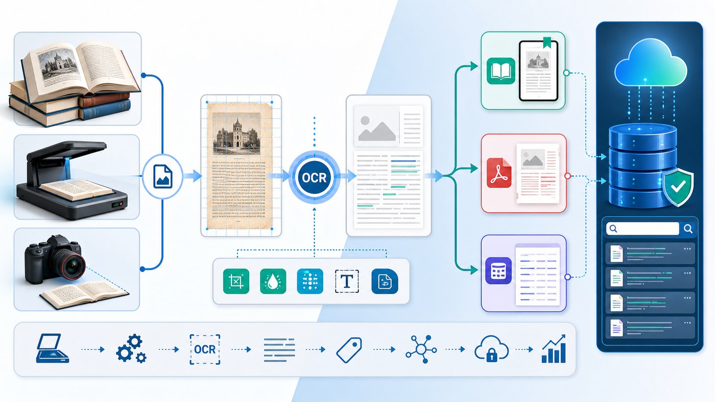 Quy trình OCR chuyển sách scan thành ebook và dữ liệu tìm kiếm được