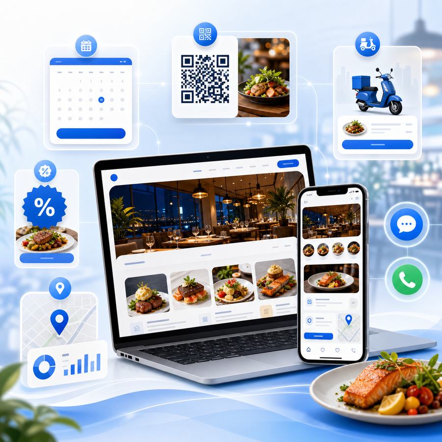Tính năng website quán ăn hỗ trợ đặt bàn và SEO địa phương