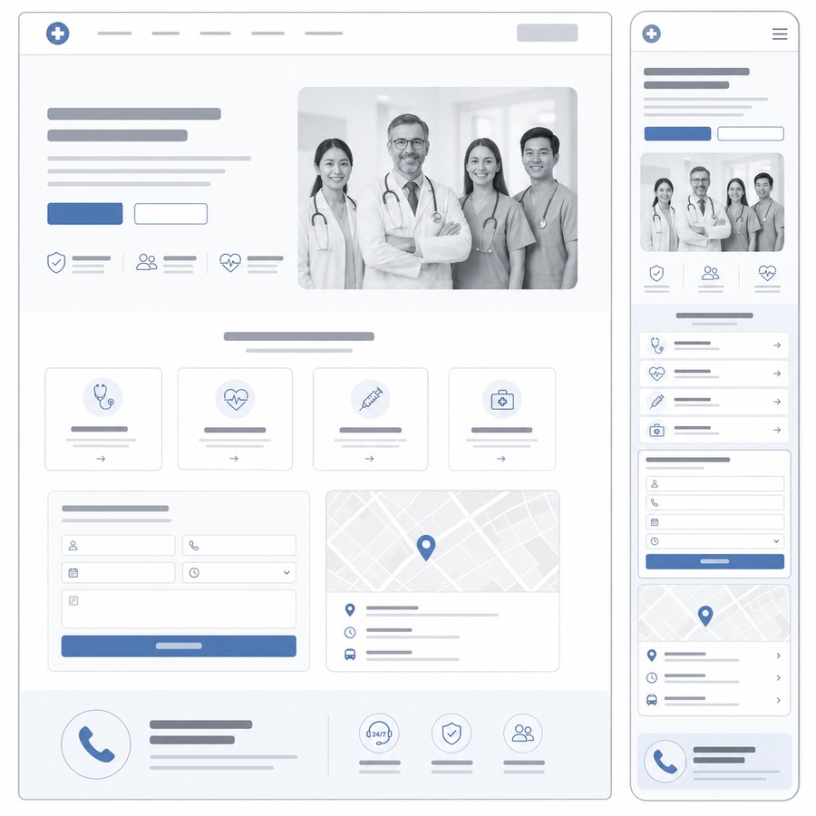 Cấu trúc website phòng khám và hồ sơ bác sĩ