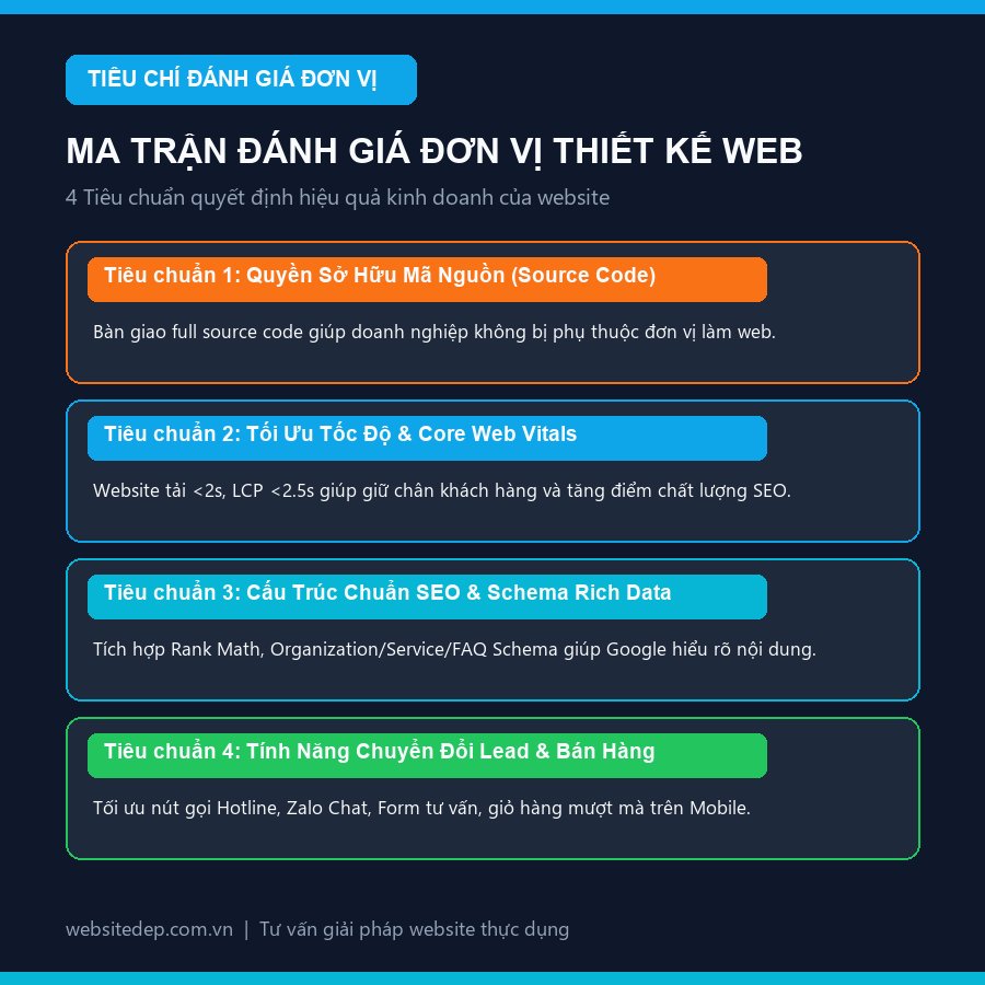 Ma trận tiêu chí đánh giá đơn vị thiết kế website uy tín